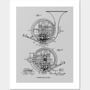 French Horn 1914 Patent Print Posters and Art